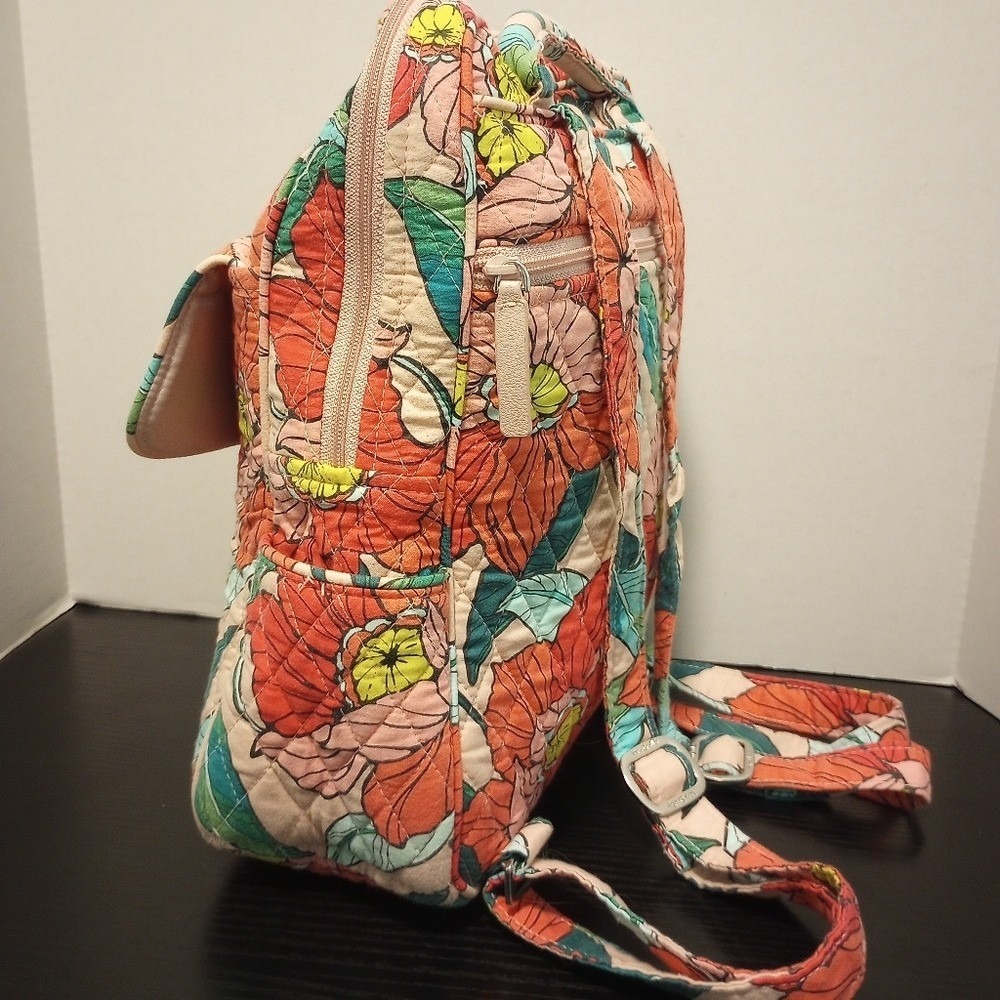 Vera Bradley Pink Floral Quilted Backpack Adjustables Straps - Picture 4 of 7